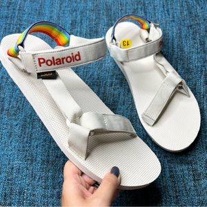Teva Limited Edition Polaroid Sandals in Light Beige Rainbow NWT